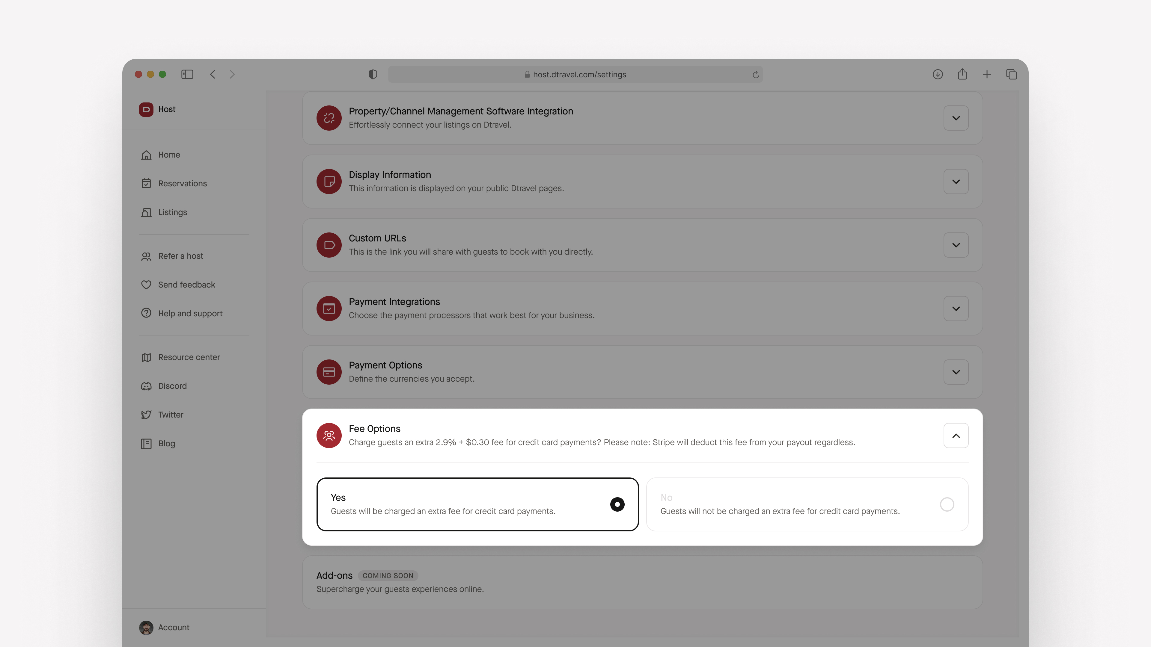 Choose who pays the credit card processing fee