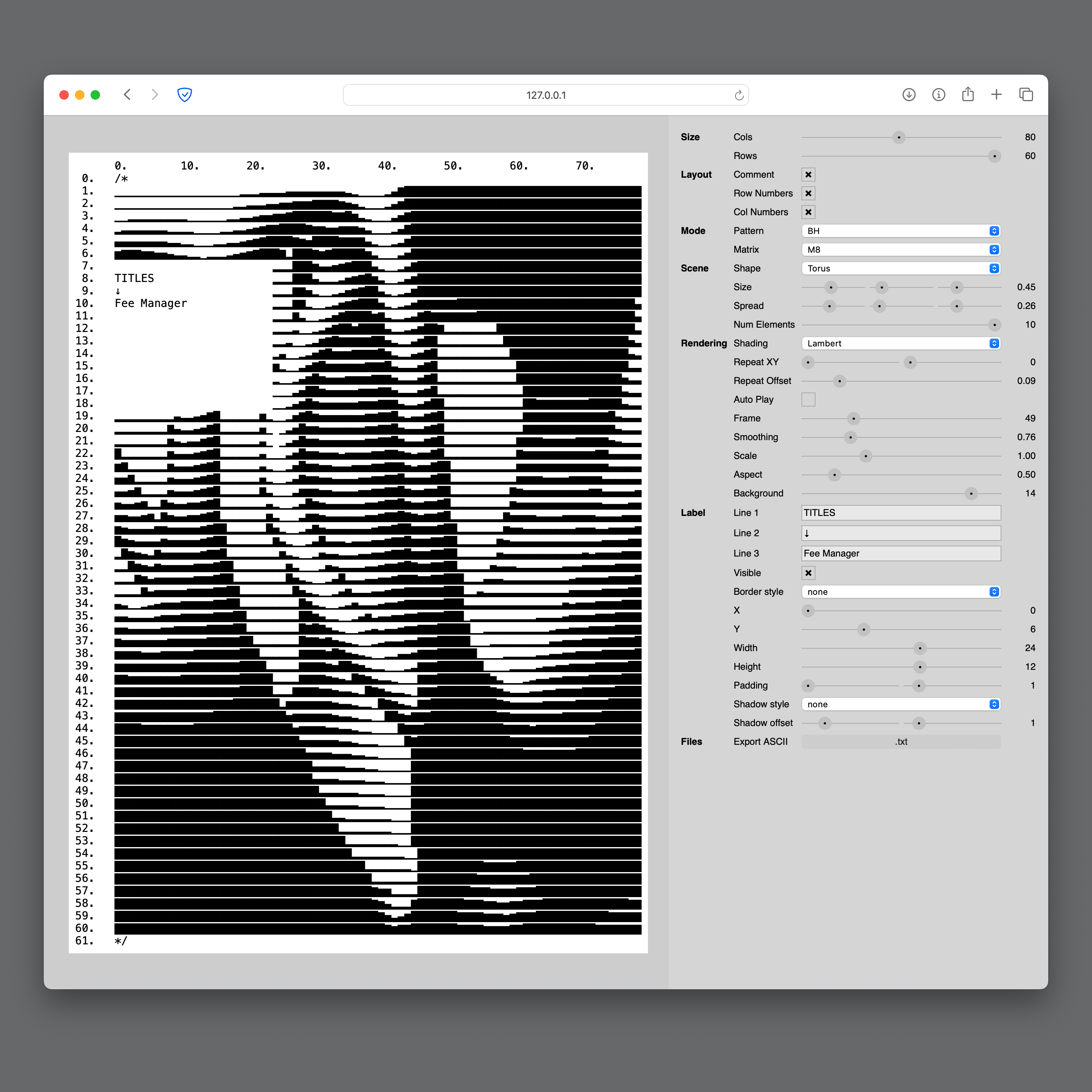 The editor allows to experiment with several shading options and parameters.