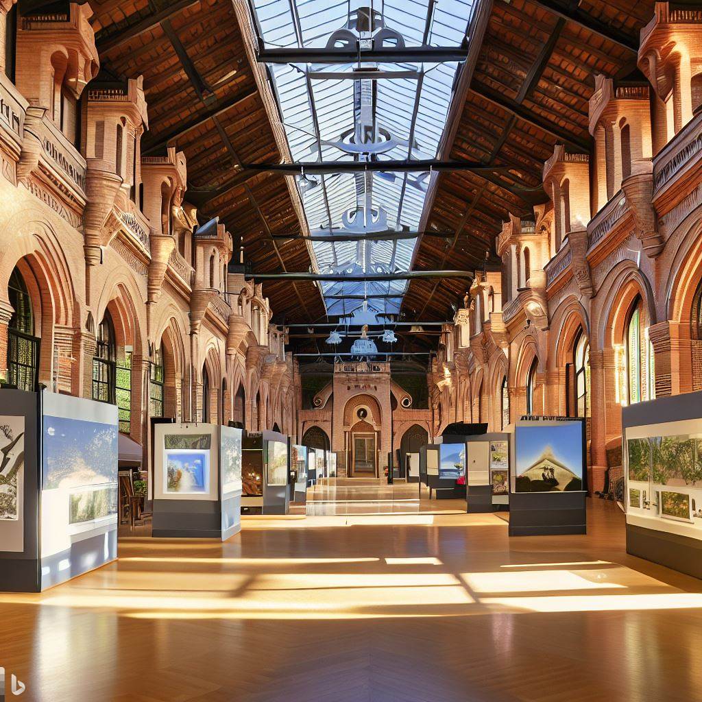Um museu catavento com fotos da Coleção NFoTo expostas nas paredes e no teto.