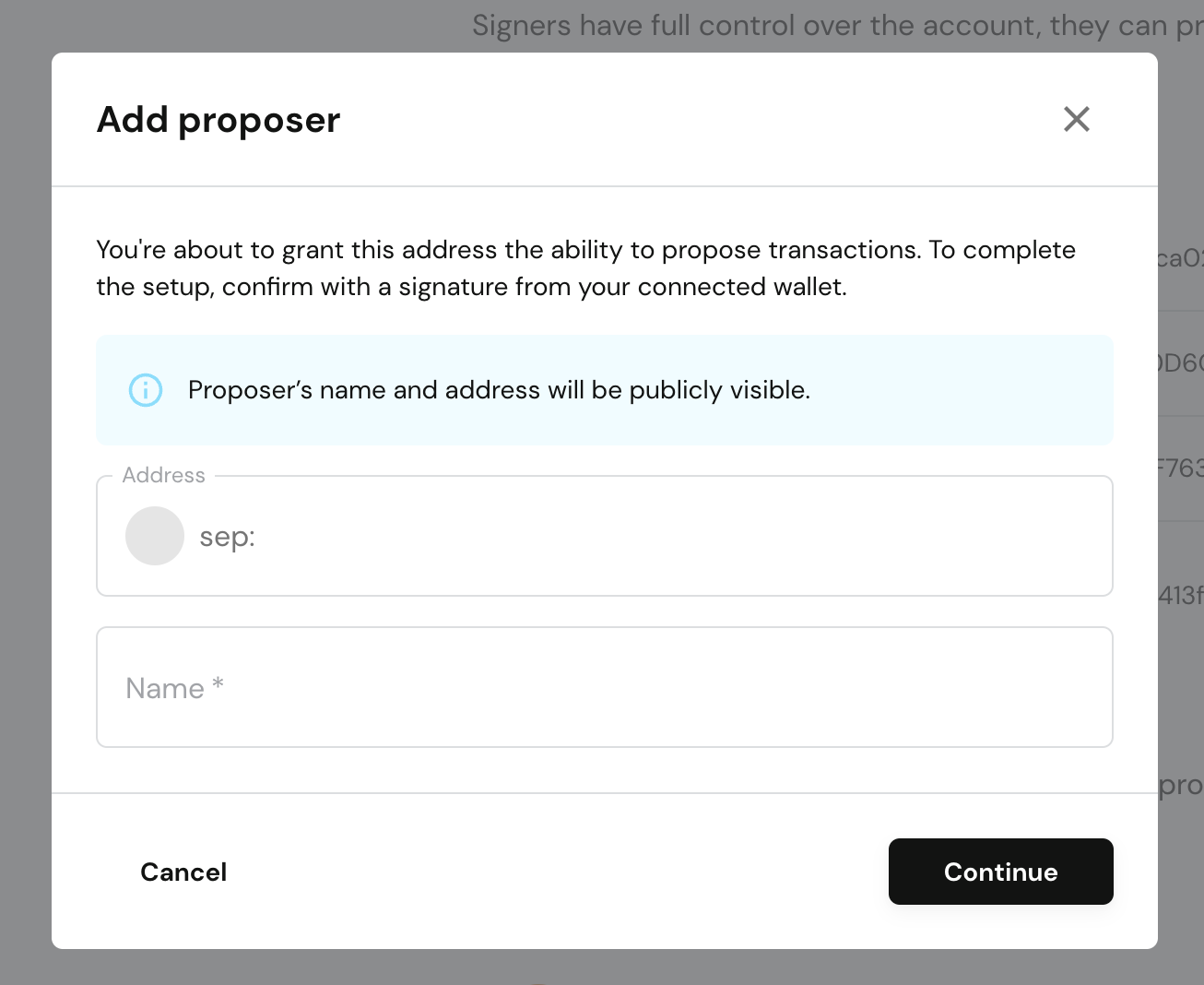 Confirming proposer addition