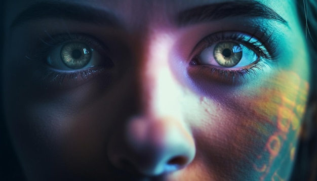 Foto grátis belo retrato brilhante de íris azul de olho humano gerado por ia