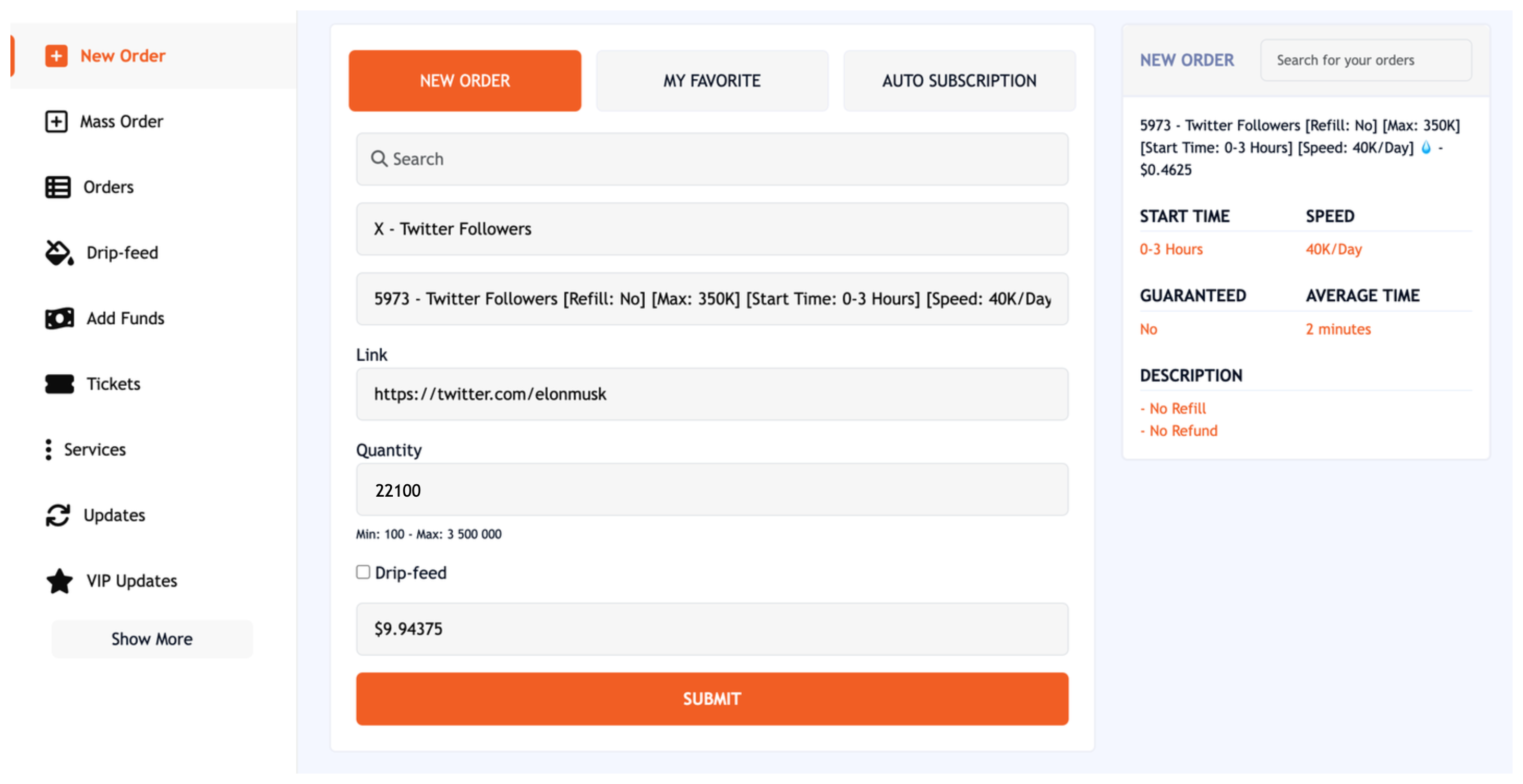 A popular marketing panel that allows you to buy various engagement metric boosts for multiple platforms including Twitter
