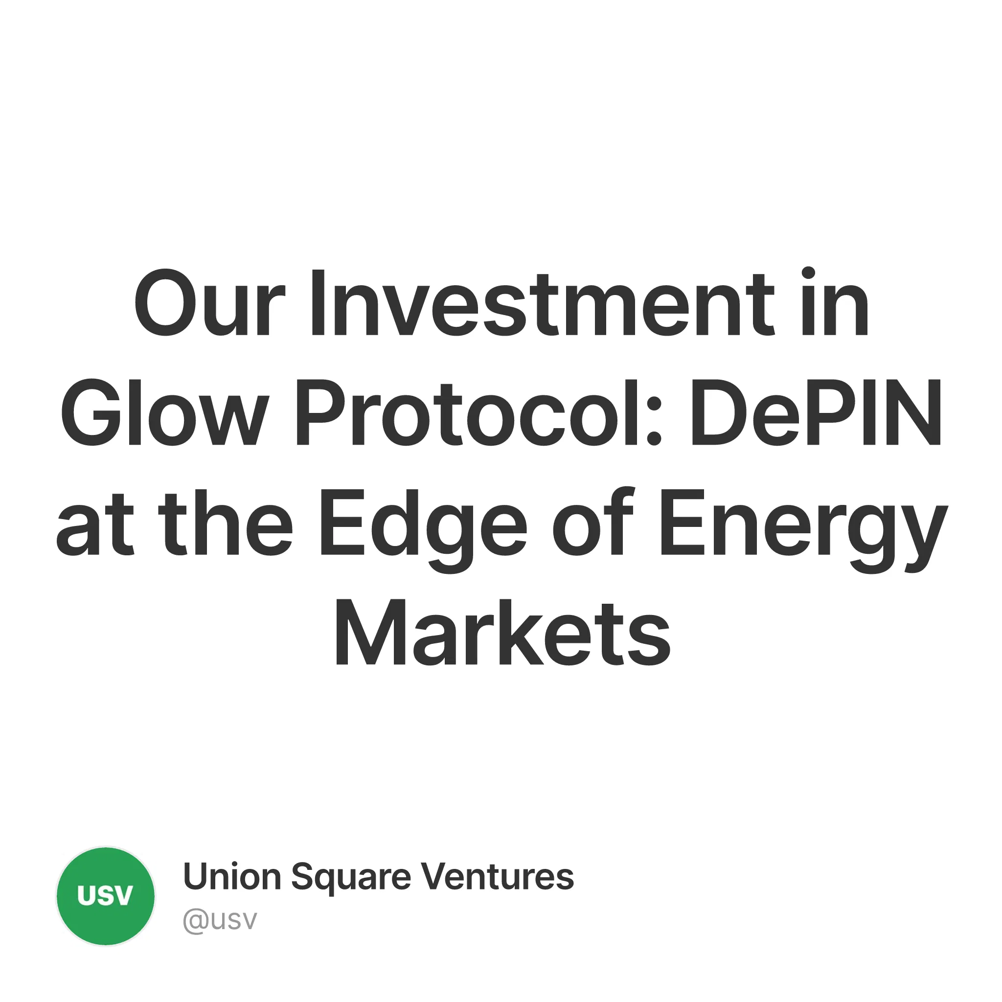 Our Investment in Glow Protocol: DePIN at the Edge of Energy Markets