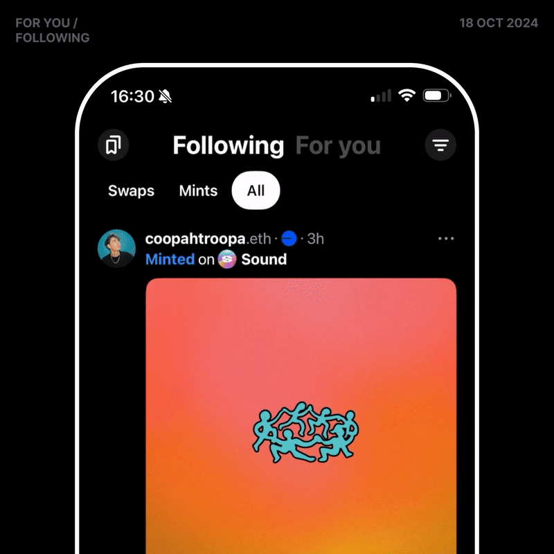 Feed labels: For you/ Following