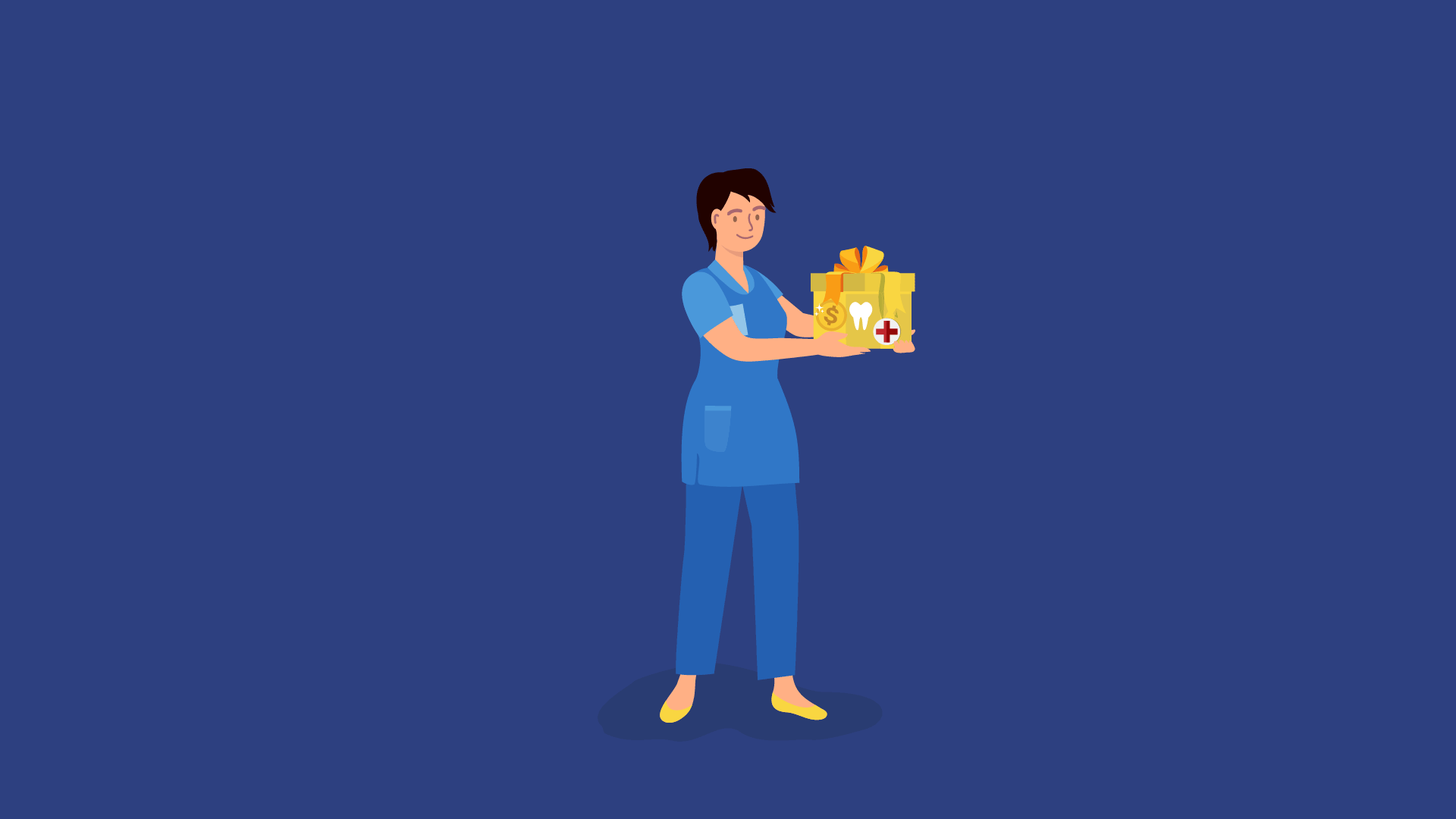 cartoon nurse holding a gift