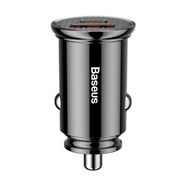 Автомобільний зарядний пристрій Baseus Circular Plastic Швидка зярядка Quick Charge 4.0 + Power Delivery 3.0 30W USB + Type-C 5A Зарядка в авто Black