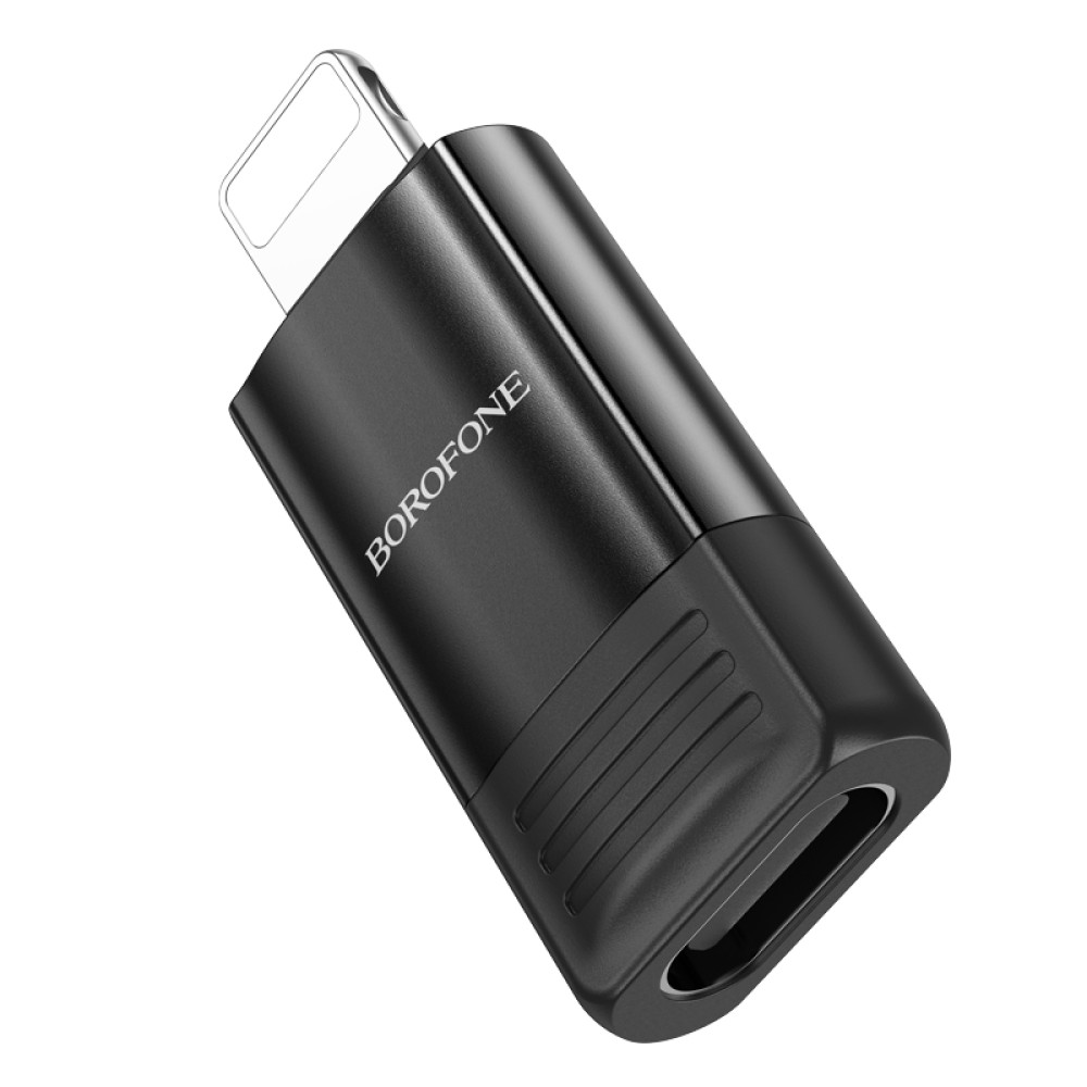 Адаптер-перехідник BOROFONE BV18 iP male to Type-C female USB2.0 adapter Black