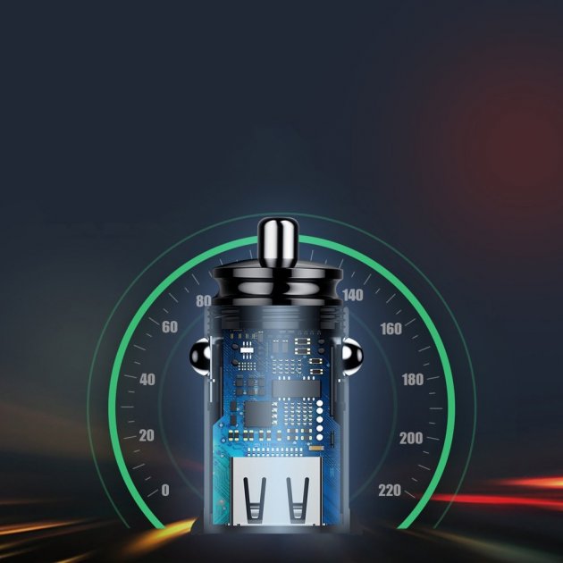 Автомобільний зарядний пристрій Baseus Circular Plastic Швидка зярядка Quick Charge 4.0 + Power Delivery 3.0 30W USB + Type-C 5A Зарядка в авто Black