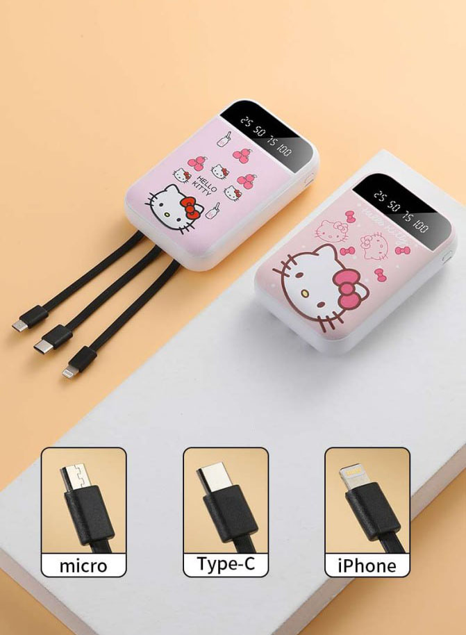 УМБ Powerbank портативна зарядка Hello Kitty 10000 mAh з чохлом Hello Kitty та в подарунковій упаковці Рожевий
