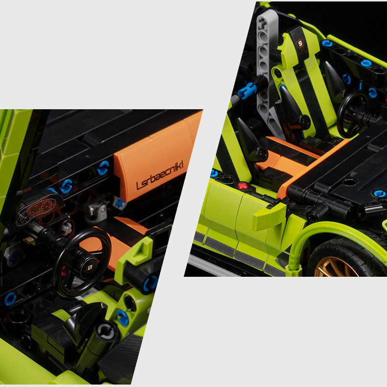 Конструктор машинка Lamborghini Technol Model 1:14 на 1254 деталі Зелений