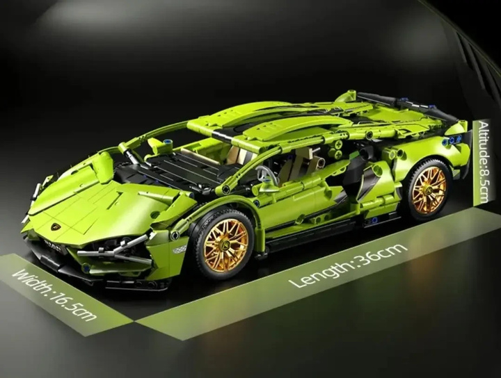 Конструктор машинка Lamborghini SuperCar Technol Model на 1280 деталей в масштабі 1:14 Зелена