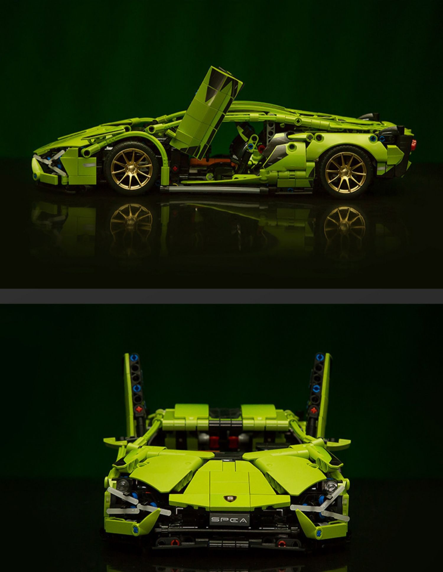 Конструктор машинка Lamborghini SuperCar Technol Model на 571 деталь в масштабі 1:14 Зелена