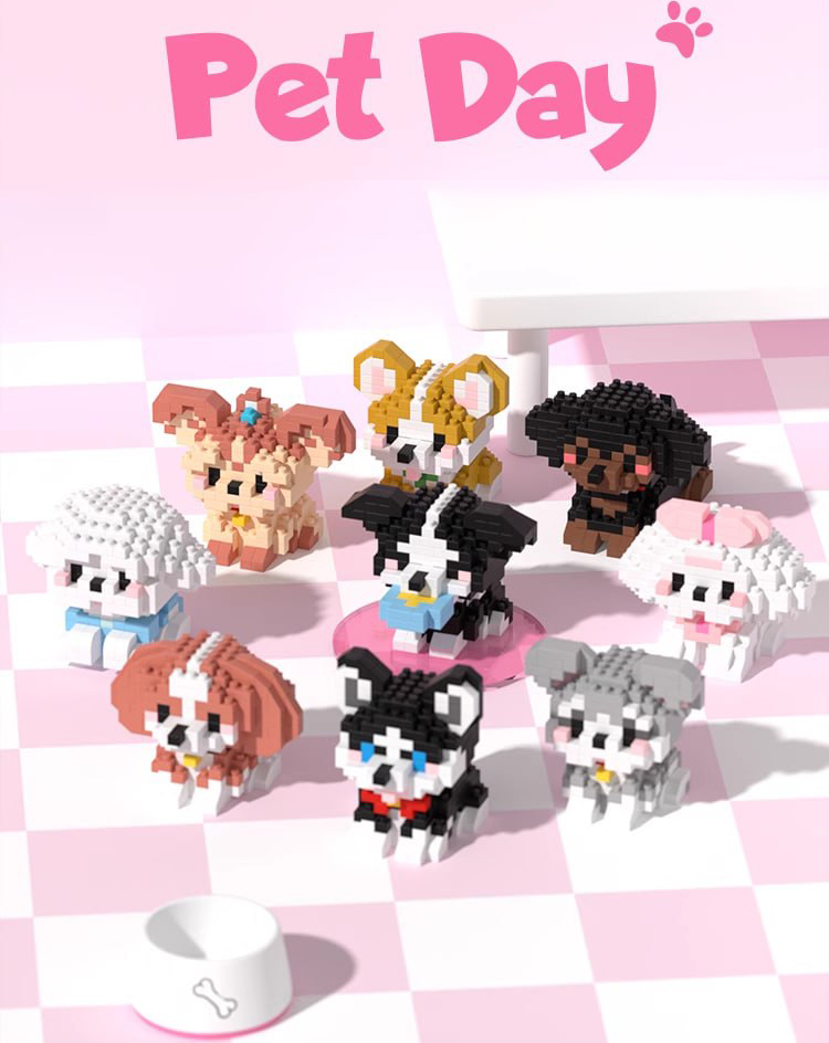 Конструктор з міні-блоків Набір Собачки 9 шт в наборі Pet Day на 2013 деталей