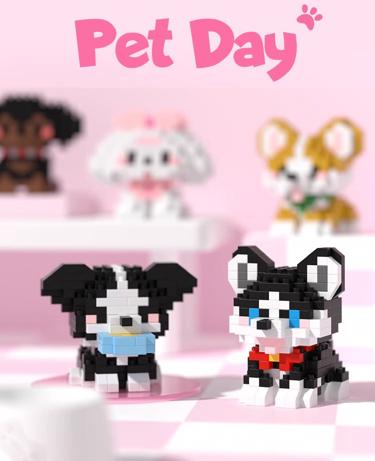 Конструктор з міні-блоків Набір Собачки 9 шт в наборі Pet Day на 2013 деталей