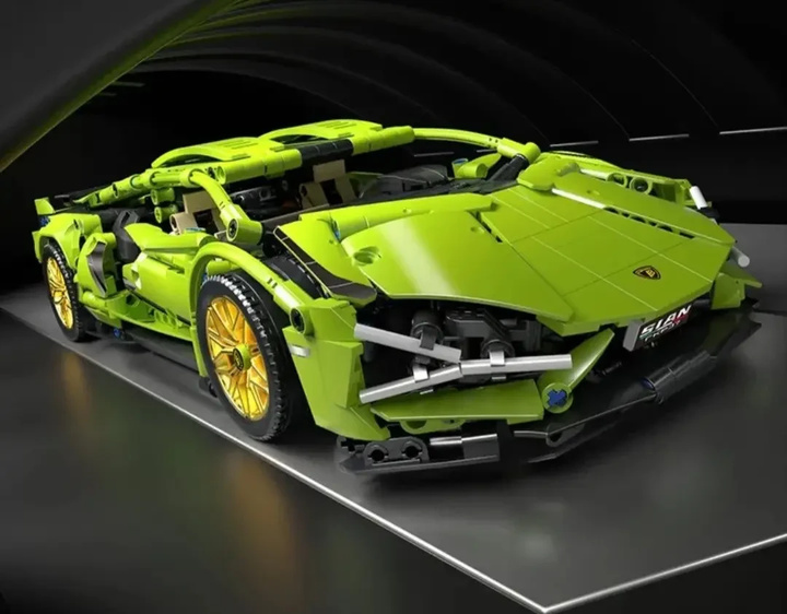Конструктор машинка Lamborghini Sian Technol Model на 452 деталі Зелена