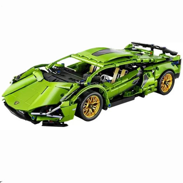 Конструктор машинка Lamborghini Sian Technol Model на 452 деталі Зелена
