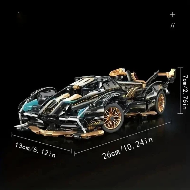 Конструктор машинка Технік Ламборджіні суперкар Lamborghini V12 Roadster 1280 деталей масштаб 1:14 Чорна