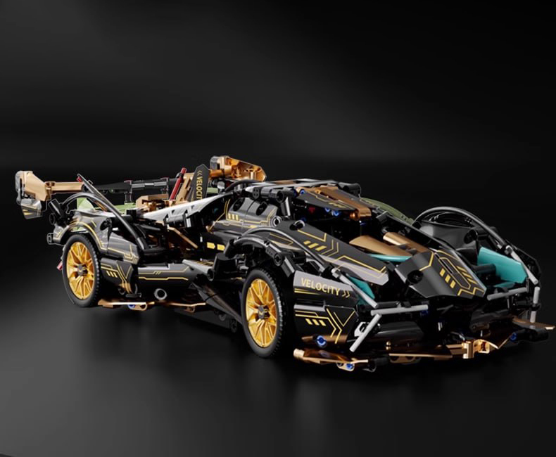 Конструктор машинка Технік Ламборджіні суперкар Lamborghini V12 Roadster 1280 деталей масштаб 1:14 Чорна