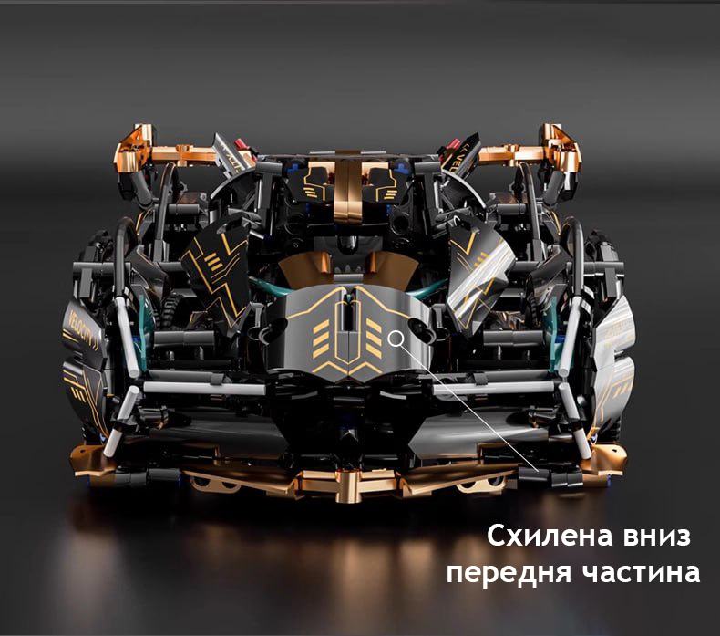 Конструктор машинка Технік Ламборджіні суперкар Lamborghini V12 Roadster 1280 деталей масштаб 1:14 Чорна