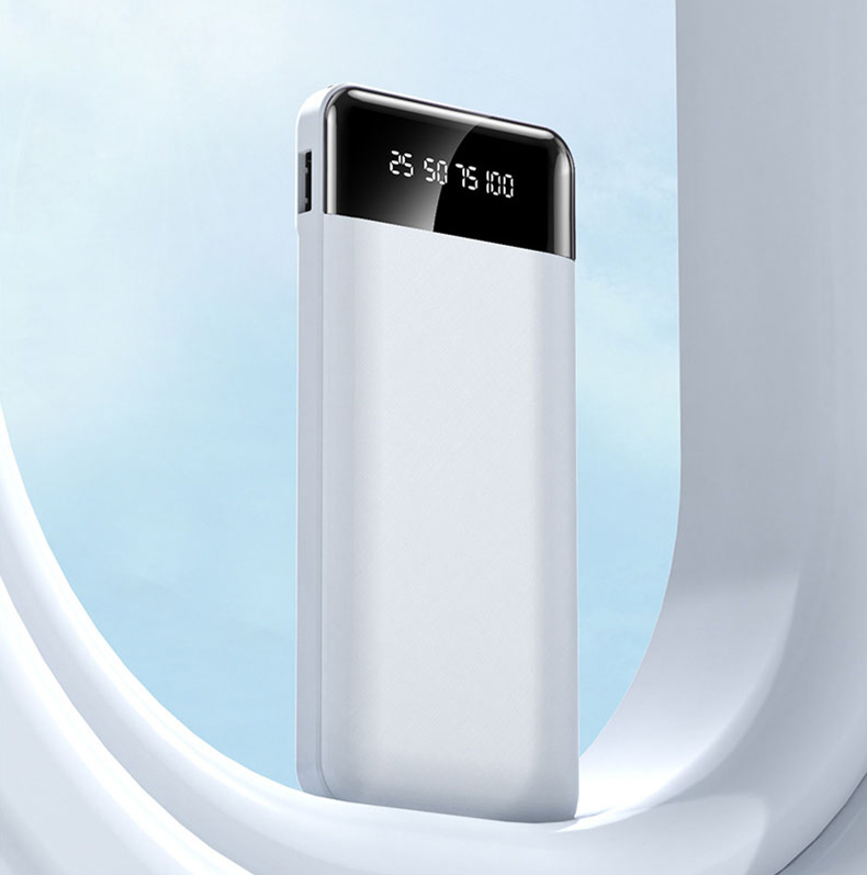 УМБ Powerbank портативна зарядка LinQ 15000 mAh із вбудованими шнурами та ліхтариком Білий