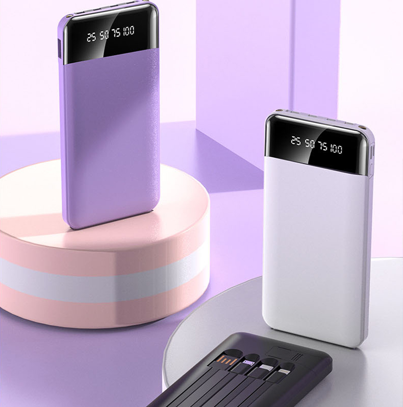 УМБ Powerbank портативна зарядка LinQ 15000 mAh із вбудованими шнурами та ліхтариком Білий