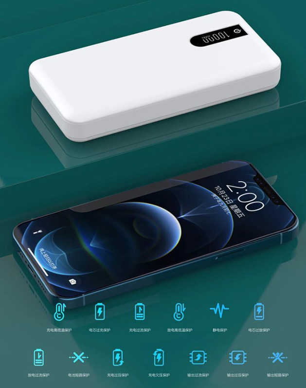 УМБ Powerbank портативна зарядка 10000 mAh із вбудованими кабелями A-041 Білий