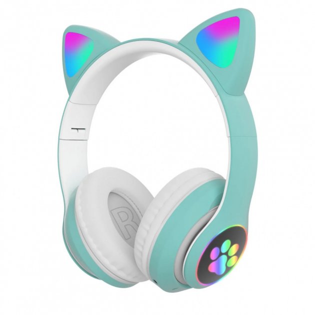 Бездротові навушники YR-28 Cat Ear Headset з вушками та LED підсвічуванням М'ятний