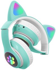 Бездротові навушники YR-28 Cat Ear Headset з вушками та LED підсвічуванням М'ятний
