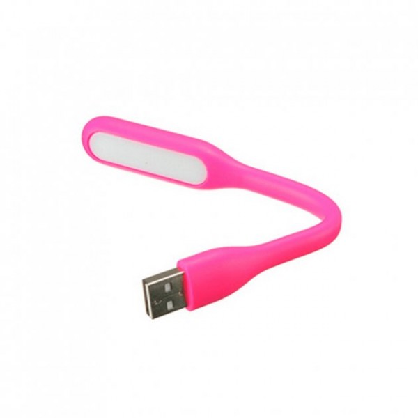 USB Гнучкий LED світильник лампа ліхтарик для ноутбука або Power Bank світлодіодний рожевий