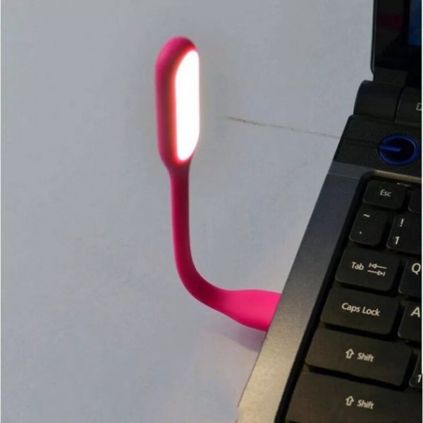 USB Гнучкий LED світильник лампа ліхтарик для ноутбука або Power Bank світлодіодний рожевий