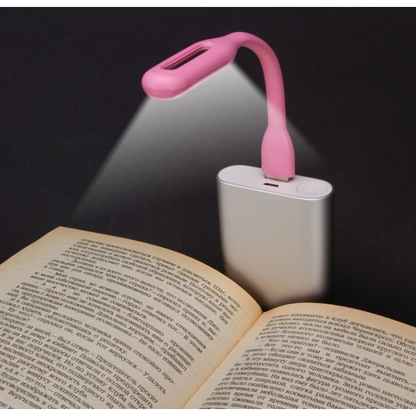 USB Гнучкий LED світильник лампа ліхтарик для ноутбука або Power Bank світлодіодний рожевий