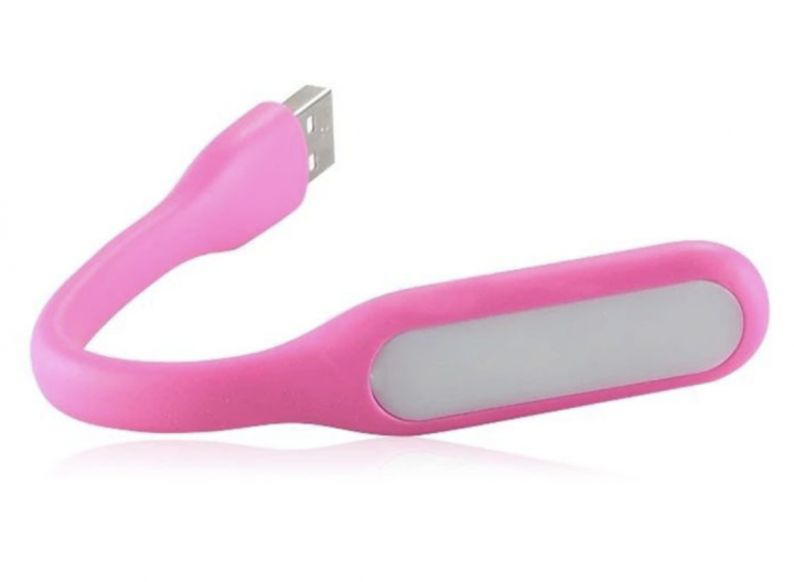 USB Гнучкий LED світильник лампа ліхтарик для ноутбука або Power Bank світлодіодний рожевий