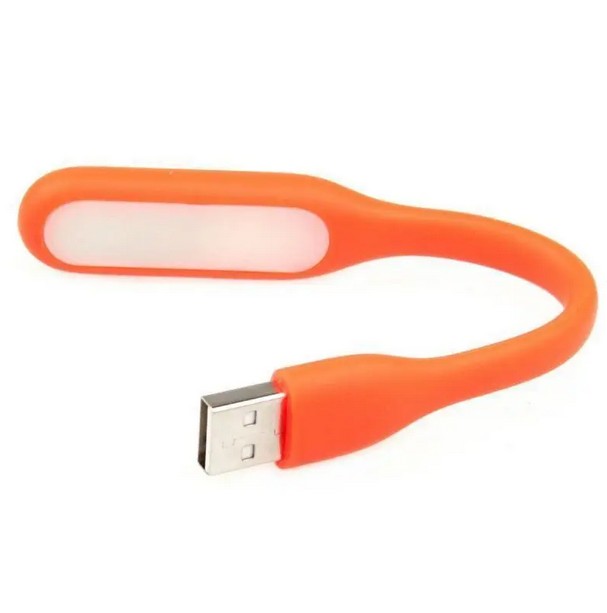 USB Гнучкий LED світильник лампа ліхтарик для ноутбука або Power Bank світлодіодний помаранчевий