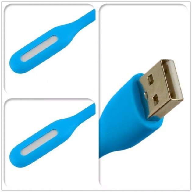 USB Гнучкий LED світильник лампа ліхтарик для ноутбука або Power Bank світлодіодний синій