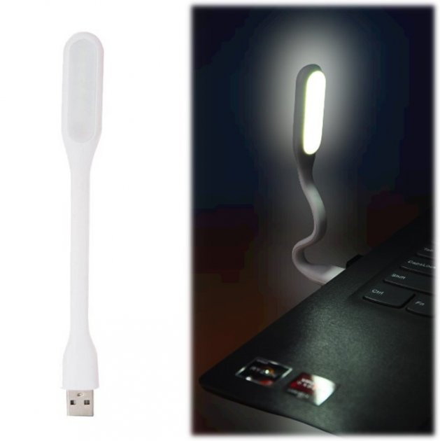 USB Гнучкий LED світильник лампа ліхтарик для ноутбука або Power Bank світлодіодний білий