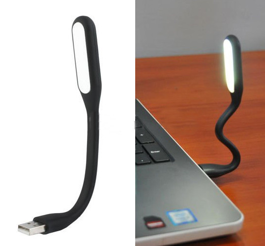 USB Гнучкий LED світильник лампа ліхтарик для ноутбука або Power Bank світлодіодний чорний