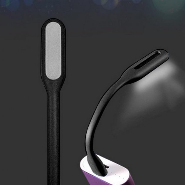 USB Гнучкий LED світильник лампа ліхтарик для ноутбука або Power Bank світлодіодний чорний