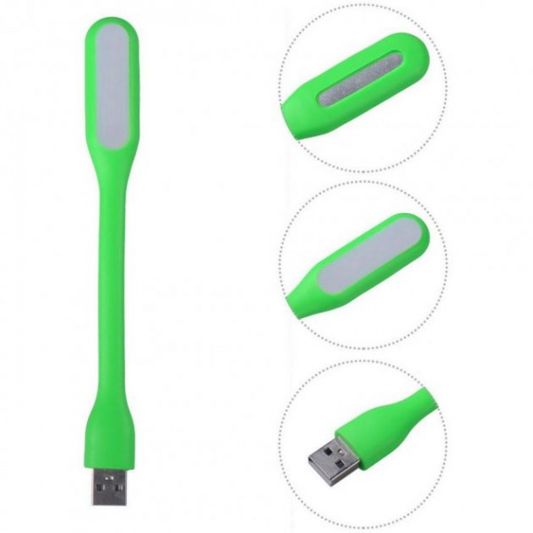 USB Гнучкий LED світильник лампа ліхтарик для ноутбука або Power Bank світлодіодний зелений