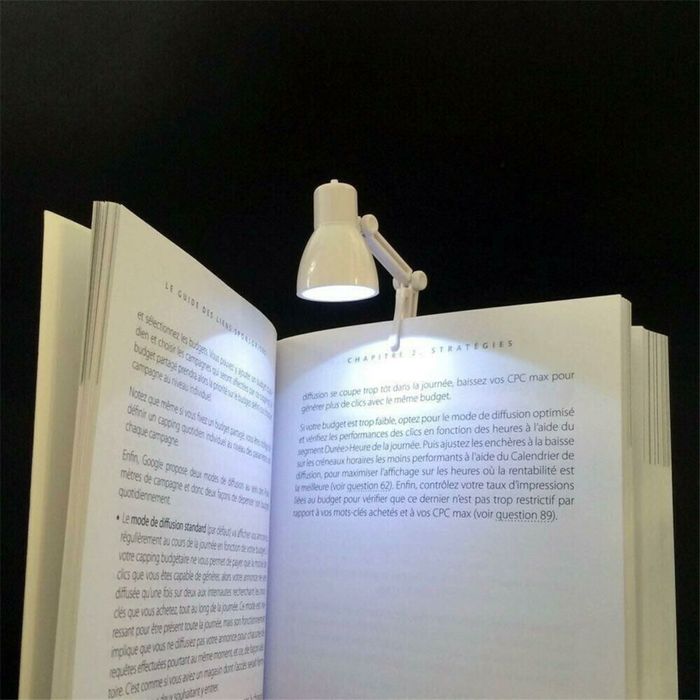 Міні лампа для читання книг з кріпленням Біла