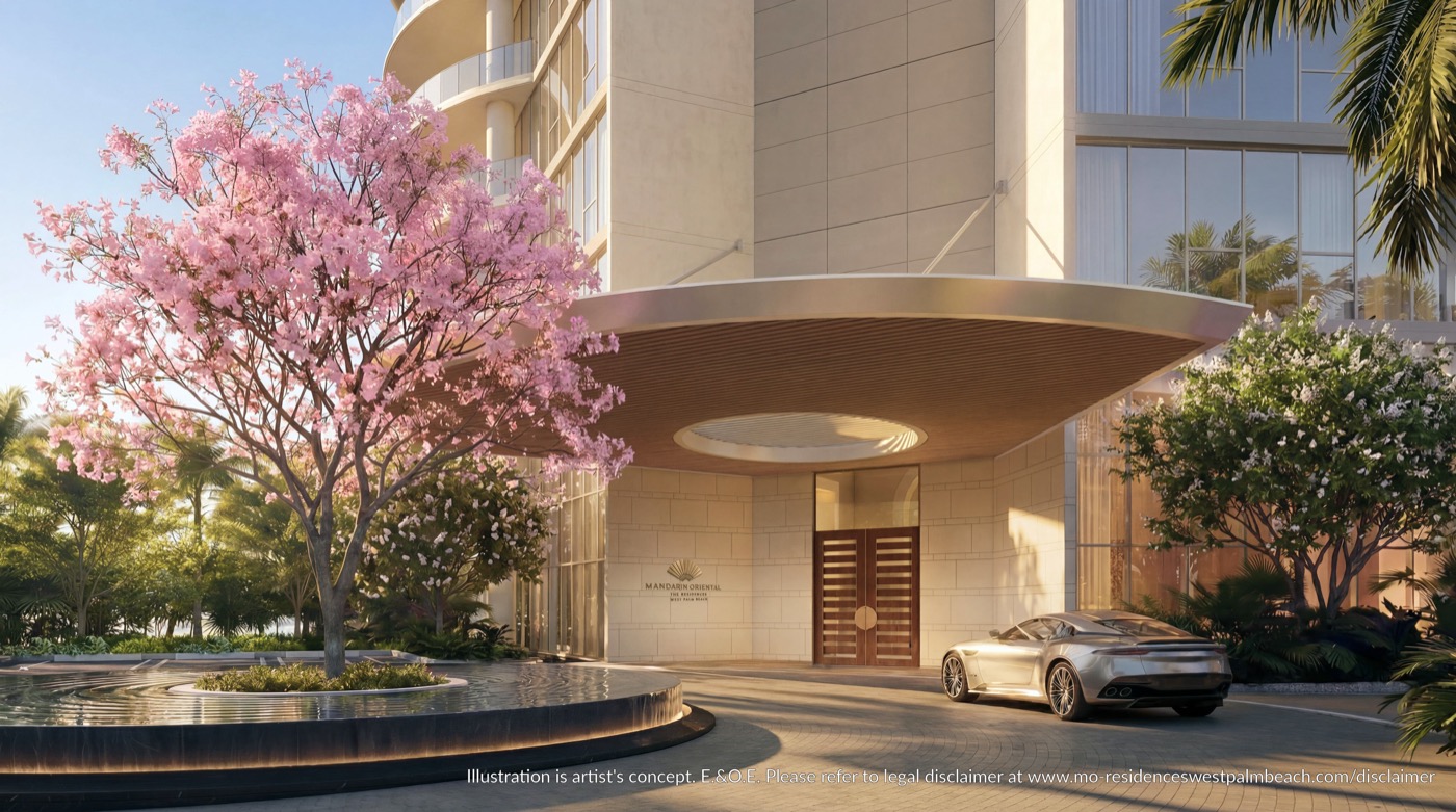 Mandarin Oriental Residences, West Palm Beach &mdash; Arrival rendering by Safdie Architects