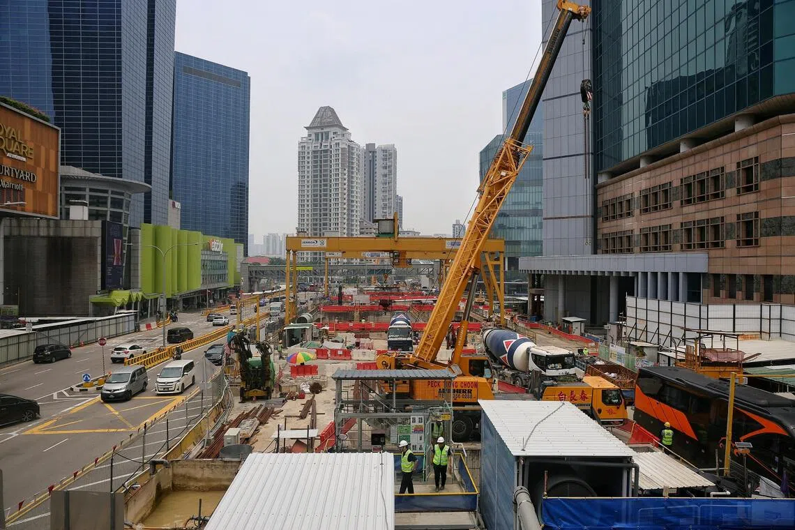 Construction work on Singapore's North-South Corridor, which has been delayed.