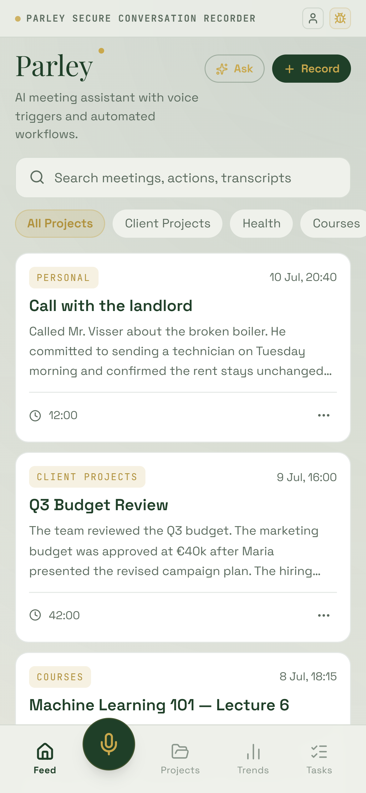 Parley: Private AI meeting notes