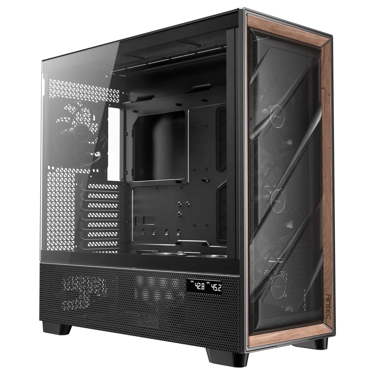 Antec Flux PRO Full Tower Tempered Glass Black/Wood PC Gaming Case 2