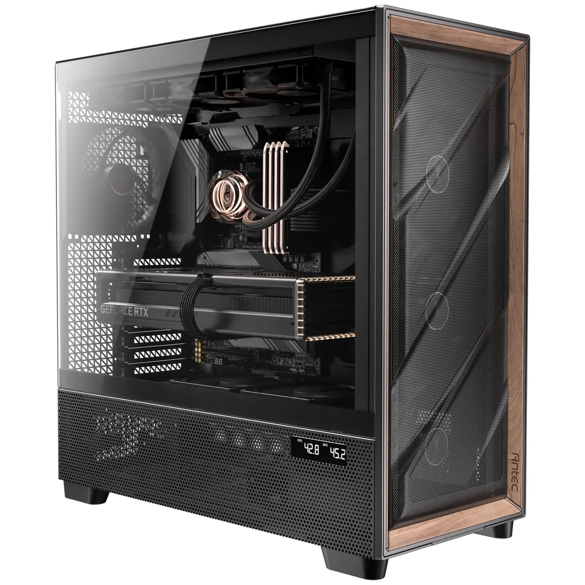 Antec Flux PRO Full Tower Tempered Glass Black/Wood PC Gaming Case 11