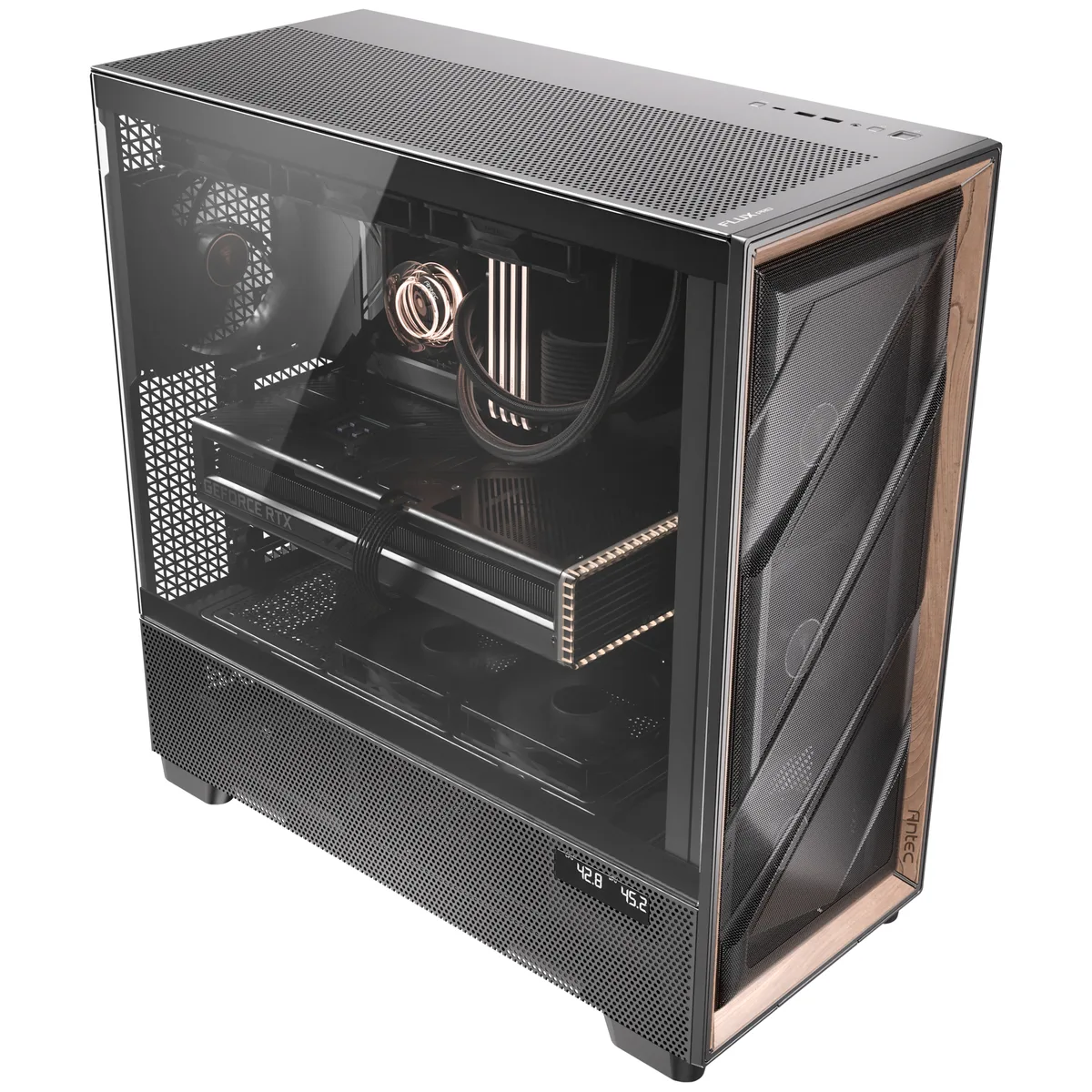 Antec Flux PRO Full Tower Tempered Glass Black/Wood PC Gaming Case 19