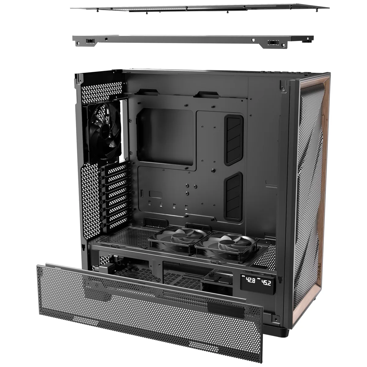 Antec Flux PRO Full Tower Tempered Glass Black/Wood PC Gaming Case 21