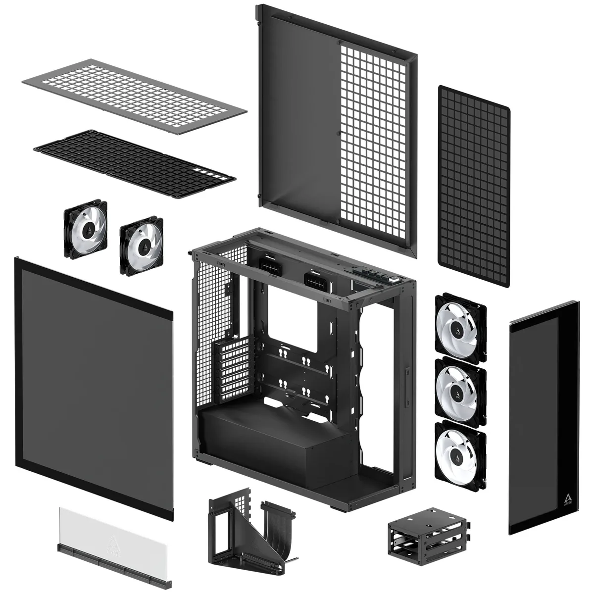 Arctic Xtender ARGB Glass Vertical GPU Mount Mid-Tower E-ATX Case - Black 7