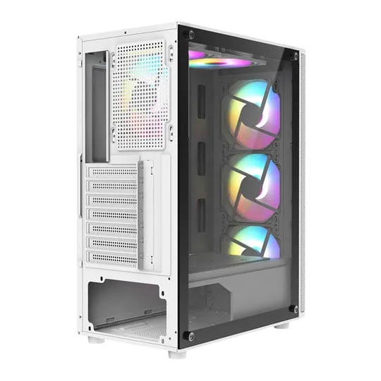 CiT Delta White Mid Tower Tempered Glass PC Gaming Case 4