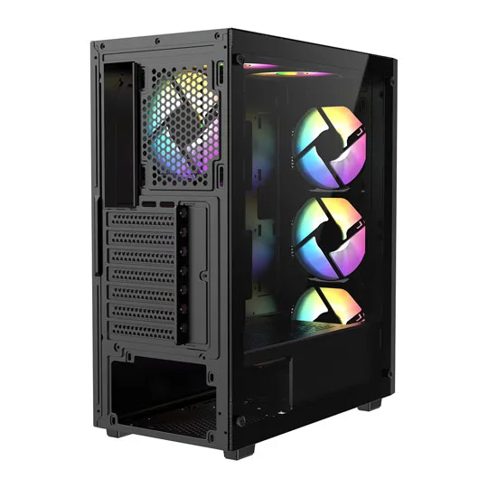 CiT Destroyer Black Mid Tower Tempered Glass PC Gaming Case 4