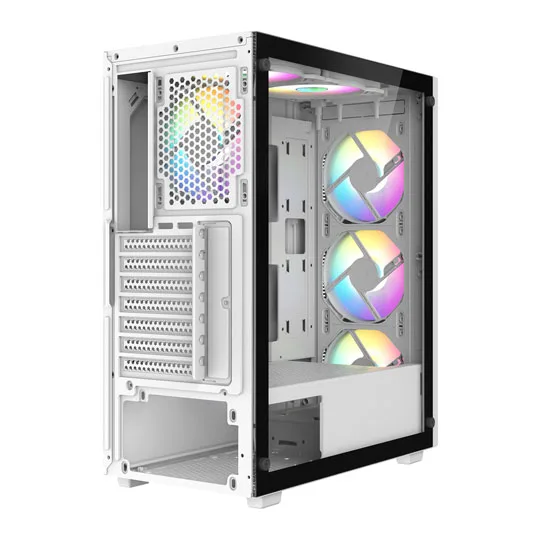 CiT Destroyer White Mid Tower Tempered Glass PC Gaming Case 4